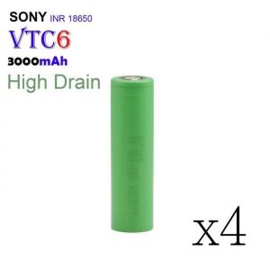 4PCS Accu Sony 18650 VTC6 - 3000 mAh INR 3.7V Rechargeable Li-ion batteries