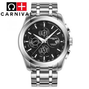 CARNIVAL? Montre Homme Marque De Luxe - Automatique Tourbillon - Montre mécanique étanche - Noir