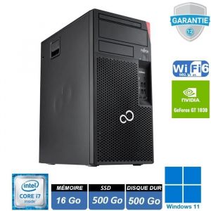 Unit&eacute; centrale - FUJITSU - P758 - i7-8700 - RAM 16Go - SSD500Go + HDD500Go - GT 1030 - Pc fixe - Win 11 Pro