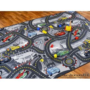 Snapstyle - Tapis de jeu pour enfant Disney Cars gris circuit de route - 17 tailles disponibles - 140x200 cm