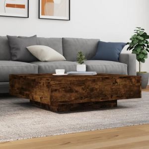 Table basse - AKOZON - Ch&ecirc;ne fum&eacute; - 100x100x31 cm - Bois ding&eacute;nierie - Design contemporain