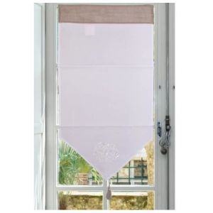 Autrefois Brise bise et Enrouleur 60 x 120 cm Curtois Lin brodé Voilage Broderie Style Charme Petit Rideau Fin