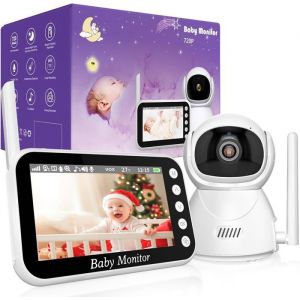43 Pouces Babyphone Camera 720P Ips Caméra Bebe Babyphone Video Sans Fil Moniteur Bébé Avec Zoom Numérique 355°/90°Pan