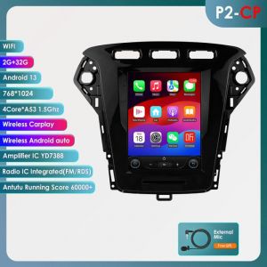 9.7 pouces Android 13 autoradio pour Ford Mondeo mk4 Galaxy A/C 2011-2013 AI Carplay 2G+32G GPS stéréo 2din 1080p Bluetooth RDS
