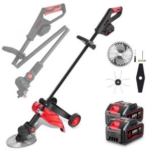 Débroussailleuse électrique sans fil Coupe-bordure Coupe gazon à roues - ONEVAN - 2X 3AH Batteries