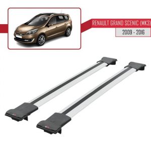 Pour Renault Grand Scenic (Mk3) 2009-2016 Barres de Toit FLY Modèle Railing Porte-Bagages de voiture - Gris