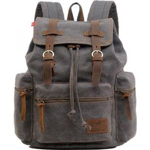 Sac à dos vintage AUGUR en toile et cuir - Système de transport dorsal - Gris