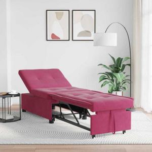 BEWI&reg;Canap&eacute;-lit/Sofa Bed - 2 PERSONNES - clic-clac Rouge bordeaux 67 x 194 x 38 cm Velours &FR23178