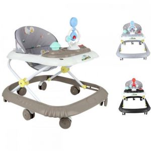 Trotteur B&eacute;b&eacute; 4-en-1 - XUANYU - Avec plateau multi-activit&eacute;s interactive avec musique amovible -  R&eacute;glable + Pliable - Marron