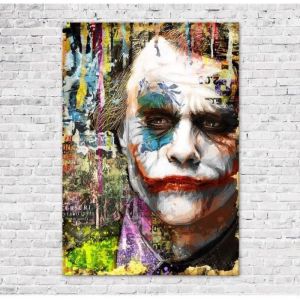 Tableau Joker Vintage Toile imprim&eacute;e sur ch&acirc;ssis Pop Art D&eacute;coration Murale Salon Chambre 50cm x 80cm