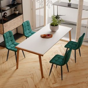 Lot de 4 Chaises Salle à Manger Chaise Rembourrée en Velours Tabouret de Bar Chaise Sans Accoudoir Chaise Scandinave Vert