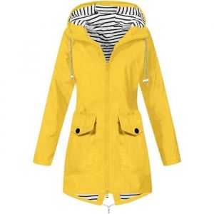 Manteau imperméable et respirant avec capuche pliable - Longue veste de pluie pour femme - Grandes tailles - Léger - Veste de sport