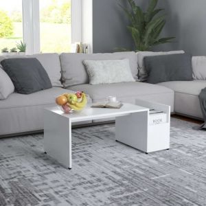 Table basse - VIDAXL - Blanc - Rectangulaire - Laqu&eacute; - 90x45x35 cm