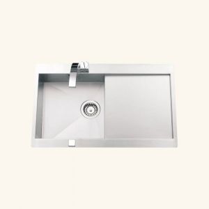 &Eacute;vier inox lisse RIKAS 1 bac 1 &eacute;gouttoir