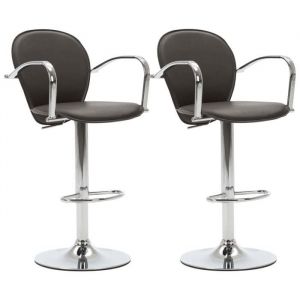 (Promotion octo)Tabourets de club/chaise de bar avec accoudoir - 2 PCS - Pour adulte/enfant - marron similicuir - Hauteur:(87.5