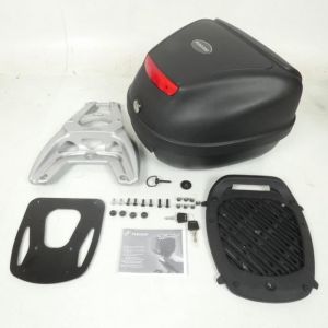 Top case Piaggio Typhoon 50 - Noir - Contenance 1 casque - Support en aluminium gris