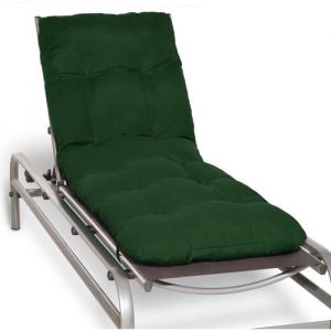 Beautissu Coussin Matelas pour Bain de Soleil Chaise Longue de Jardin Transat Flair RL 190x60x8cm - vert fonc&eacute;