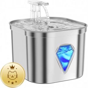 Distributeur Eau Chat Acier Inoxydable AntibactérienRecharge UsbUltra-Silencieux Fontaine ChatDouble Filtre Charbon Actif 5 C