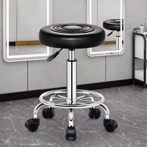 Tabouret à roulettes BIPLUT - Tabouret de Travail - Pivotant Hauteur Réglable 32 x 32 x 45CM - Noir