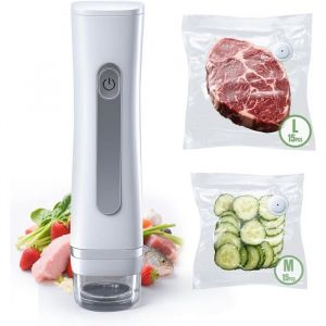 Appareil De Mise Sous Vide Compact Manuel Pour AlimentsScelleuse Portable Avec 30 Unit&eacute; Sachets R&eacute;utilisables  Scelleuse
