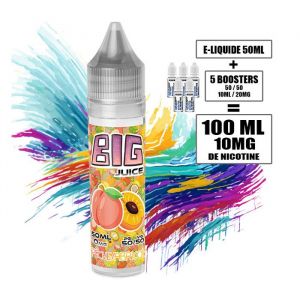 E-LIQUIDE - BIGJUICE - 100ML avec 10MG de nicotine - SAVEUR : PECHE ABRICOT