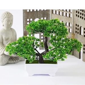 Bonsai Artificiel Realiste Decoration Interieur et ext&eacute;rieur Plante en Pot Maison Chambre Bureau 23x16cm Plante Verte