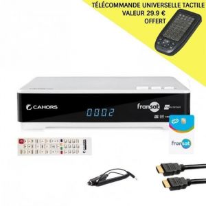 OFFRE: CAHORS RÉCEPTEUR TV SATELLITE HD + CARTE FRANSAT PC6 + CÂBLE HDMI + CÂBLE 12V + TÉLÉCOMMANDE UNIVERSELLE TACTILE REDLINE