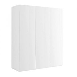 MAHELINE - Meuble &agrave; chaussures 3 portes 8 &eacute;tag&egrave;res laqu&eacute; blanc