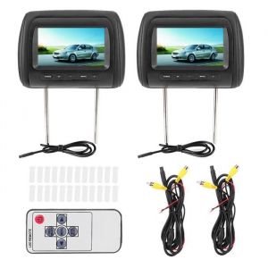 2PCS 7 In Appui-t&ecirc;te Ajustable sans fil LCD Lecteur Vid&eacute;o USB MP5 Display - Noir - FRA