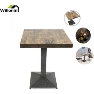 Willonin&reg; Table de bar bistrot carr&eacute; en bois et M&eacute;tal - Table &agrave; manger Marron - style Vintage Industriel - 60 x 60 x 75 cm cuisine