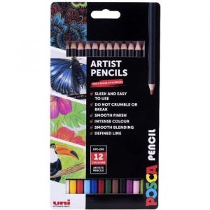 Crayons de couleur - POSCA - PENCIL - Set de 12 - Multisupport - Mine ultra-r&eacute;sistante