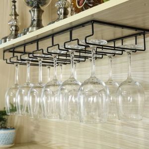 Rack à verres à vin Cocktail bière étagère à verres Support-VerrePorte-Verres à pied Suspendu  bar noir