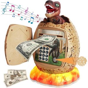 ®RisingFF Tirelire électronique dinosaure avec mot de passe véritable tirelire musicale