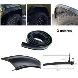 Bande en Caoutchouc &Eacute;largisseurs dAiles Passage de Roue de Voiture Noir 3m x 4.5cm V&eacute;hicules Tout Terrain Hors Route