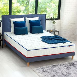 CONFORT DESIGN Amboise Ensemble Matelas et sommier  140 x 190 - Ep.20cm -Ressorts ensach&eacute;s- Mousse 25 kg/m3 - Fabriqu&eacute; en France