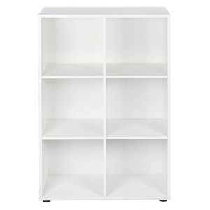 Biblioth&egrave;que &eacute;tag&egrave;re avec 6 casiers coloris blanc - longueur 70 x profondeur 110 x hauteur 33 cm