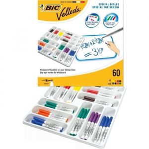 Feutres tableau blanc - Velleda - Class Pack 60 - Pointe ogive 45mm - Couleurs assorties - Encre cétone