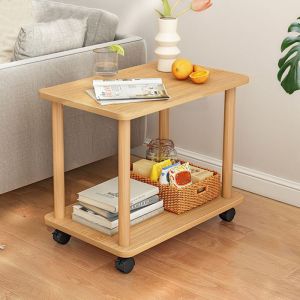 Desserte de Cuisine sur Roulettes - CREMLANK - Mini Table Basse de Salon - Bois Massif - Roulant - Couleur Bois