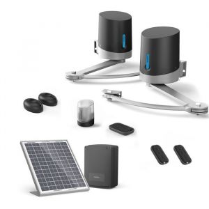 Motorisation pour portail &agrave; battants Avidsen ORANE SE + kit solaire + 2 t&eacute;l&eacute;commandes suppl&eacute;mentaires (3 en tout)