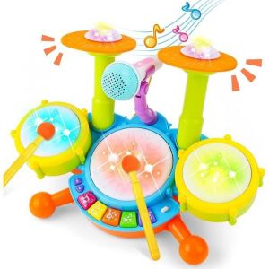 Tambour BebeSet de Percutions pour D&eacute;butantsEffets Sonores et Lumineux Faisant de ce Kit Batterie Enfant Instrument