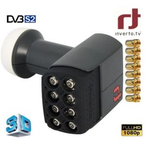 LNB Octo - Inverto - PRO HD 3D - Faible bruit - Gain de 55 dB - 8 Fiches F GOLD offertes
