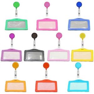 Porte-Badges Badge Porte Carte 10 Pi&egrave;ces R&eacute;tractable Reel Translucide Badges Porte Nom Porte Badge Enrouleur 10 Couleur Convient