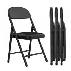 MIPAN.Chaise Pliante Lot de 4 Chaises de conférence Pliantes en Cuir PU Douillet et Cadre en Acier de Jardin et de Camping-Style 2