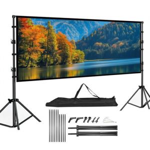 Écran Videoprojecteur 100 Pouces Pliable 16: 9 4K HD Ecran de Projection sur Pied Ecran Projecteur avec Sac de Transport pour