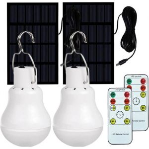 Lampes de camping lanternes &eacute;lectriques ampoules solaires 2 guirlandes lumineuses avec panneau de commande &agrave; distance