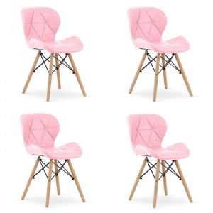 Chaise - LAGO - Éco-cuir - Rose - Lot de 4 - Design contemporain
