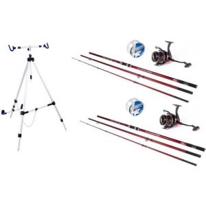 Ensemble de canne à pêche à la plage Pro 2 tiges - X2 - Carbone - Surfcasting