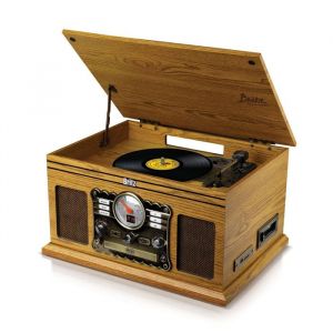 Tourne-Disque RETRO- Britz - 50W- 33/45/78 Tours - USB SD / Bluetooth RADIO FM / Lecteur CD/Cassette  - 2 HP St&eacute;r&eacute;o - Bois
