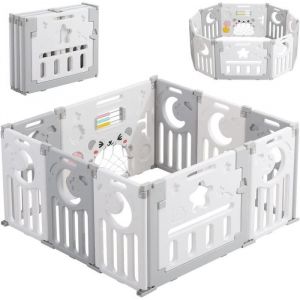 Parc Bébé Pliable 113×113cm Parc bebe modulable plastique Parc Bebe avec Porte et Panneau dactivité Parc 10 Panneaux pour