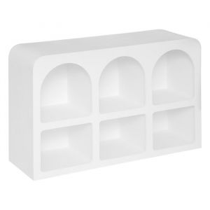 Meuble étagère bibliothèque avec 6 niches en bois coloris blanc - Longueur 110  x Profondeur 35 x Hauteur 715 cm